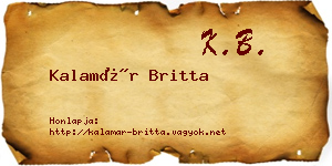 Kalamár Britta névjegykártya